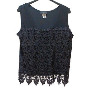 VTG Maxima USA Lace Front Tank Top Black Womens XL Whimsigoth Layering‎ Regency